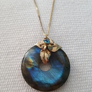 Labradorite pendant on 14k gold chain